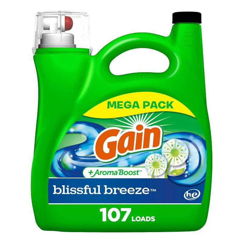 slide 1 of 1, Gain + Aroma Boost Blissful Breeze Scent HE Compatible Liquid Laundry Detergent - 154 fl oz, 154 fl oz