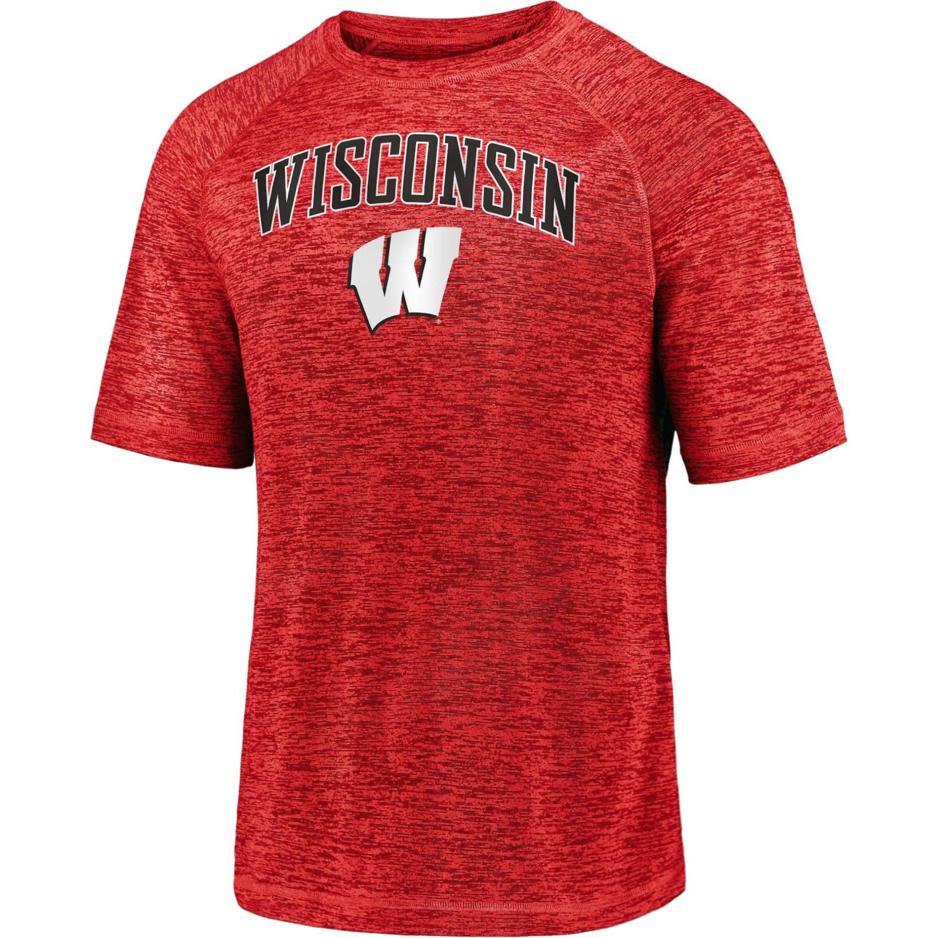 slide 1 of 3, NCAA Wisconsin Badgers Men&#39;s Short Sleeve Performance T-Shirt - XL, 1 ct