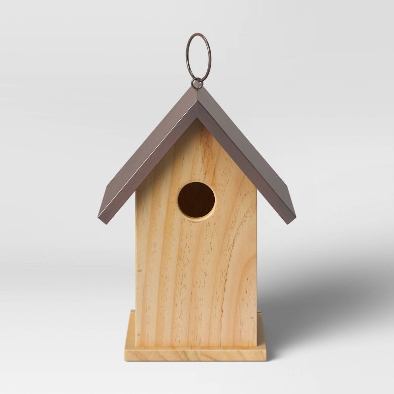 slide 1 of 1, 12.4"x7" Wood and Iron Bird House Brown - Smith & Hawken, 1 ct