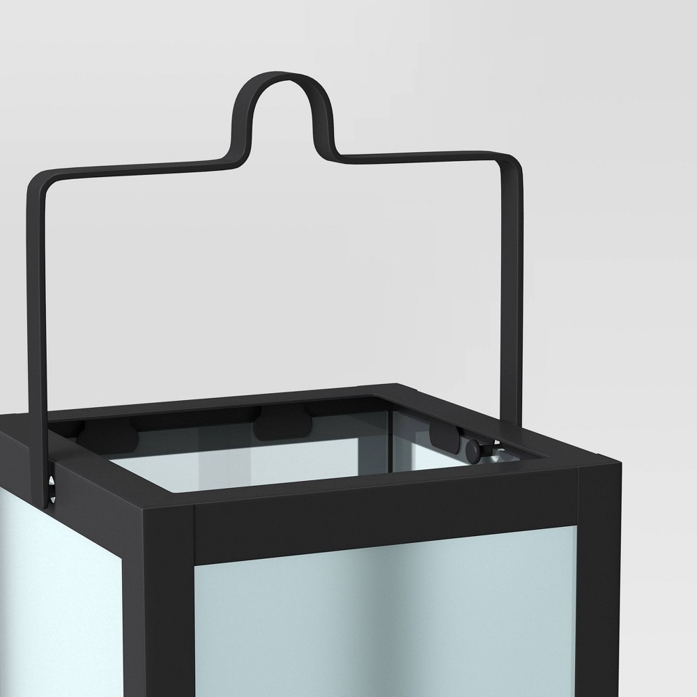 slide 2 of 2, 10" Rectangular Pillar Outdoor Lantern Candle Holder Black - Room Essentials, 1 ct