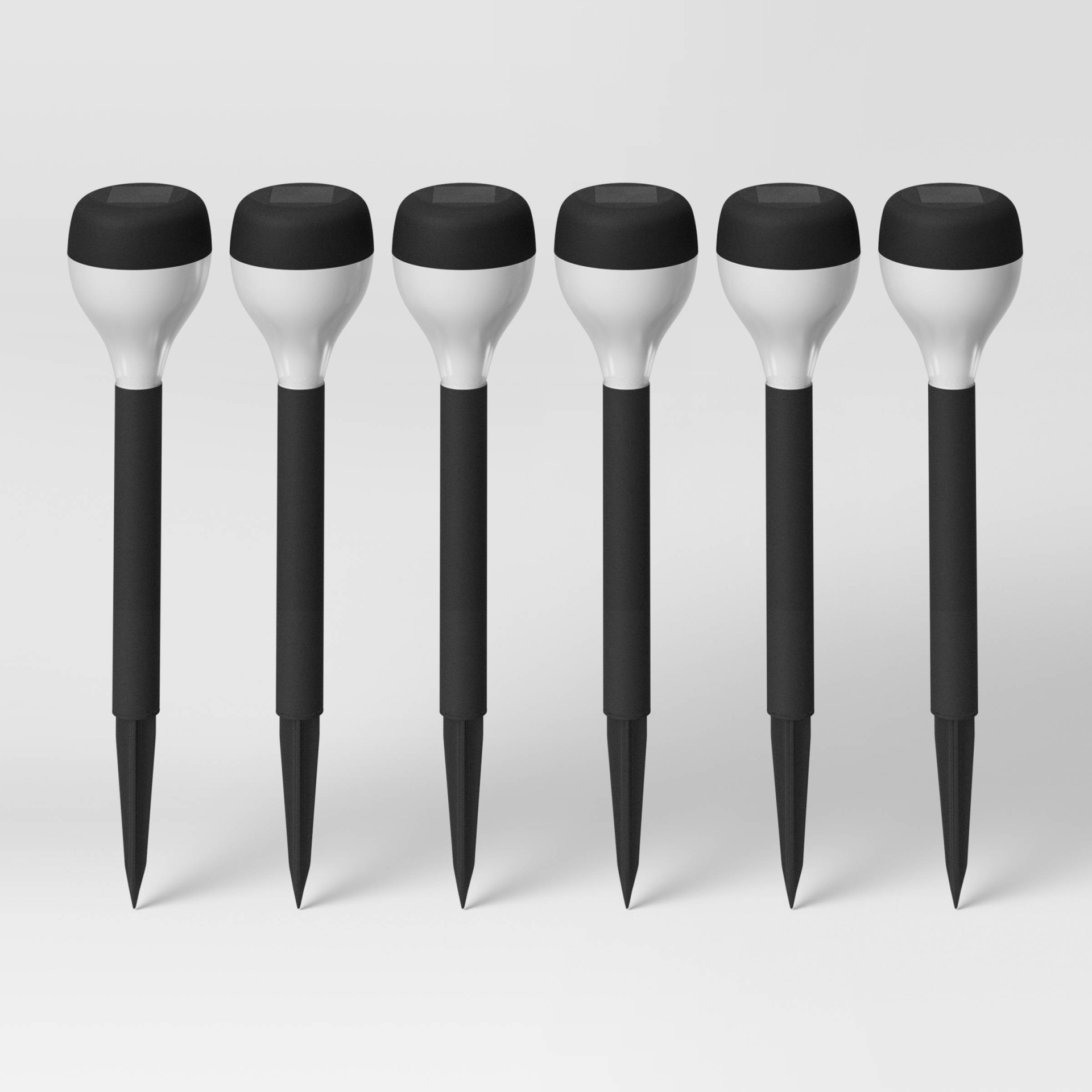 slide 1 of 3, 6pk Solar Rounded Pathway Lights Black - Room Essentials, 6 ct