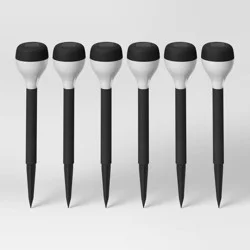 6pk Solar Rounded Pathway Lights Black - Room Essentials
