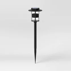Cylinder Hooded Solar Pathway Light Black - Threshold