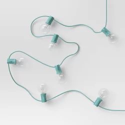 20ct Incandescent Outdoor String Lights G40 Clear Bulbs - Mint Green Wire - Room Essentials