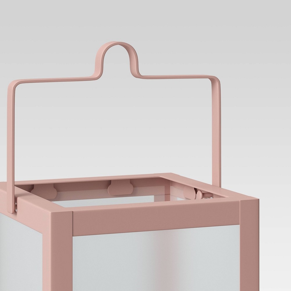 slide 2 of 2, 10" Rectangular Pillar Outdoor Lantern Candle Holder Peach - Room Essentials, 1 ct