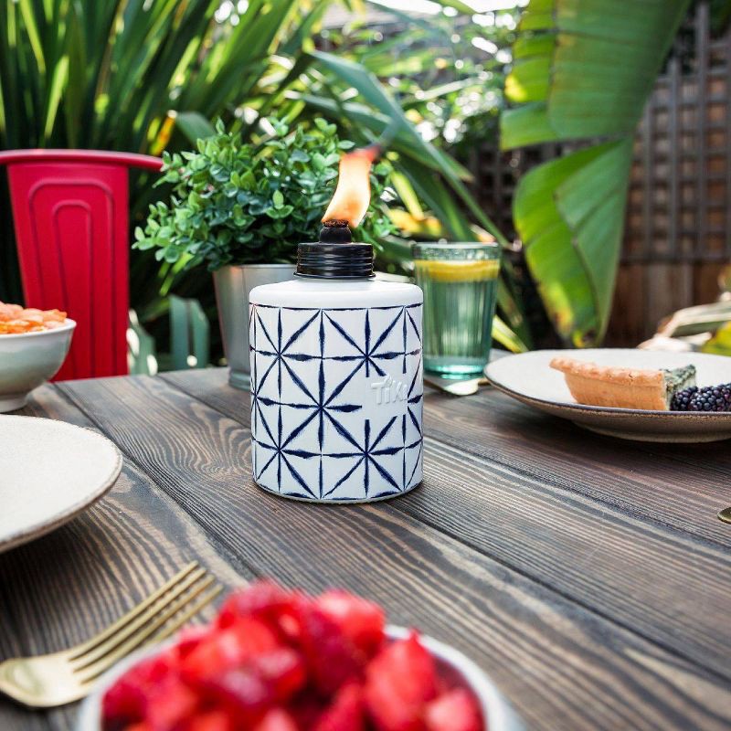 slide 4 of 4, TIKI Tie Dye Tabletop Glass Outdoor Torch: Citronella, Mosquito Repellent, No Assembly Required, 1 ct