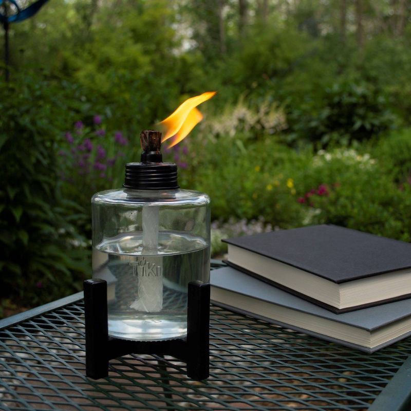 slide 1 of 5, TIKI Elevated Tall Glass Tabletop Outdoor Torch, 1 ct