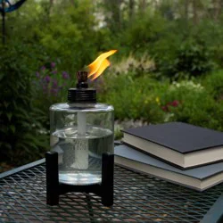 TIKI Elevated Tall Glass Tabletop Outdoor Torch
