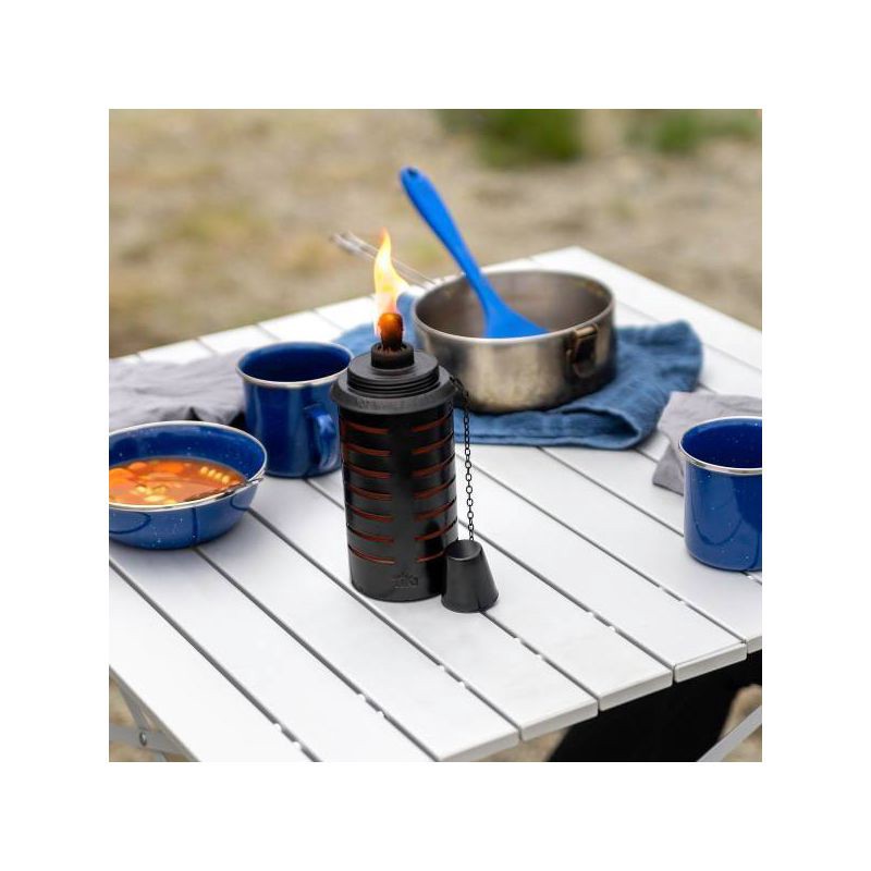 slide 5 of 8, TIKI 2pk Sea Metal Torch: Freestanding Garden Torch with Easy Install & Refillable Canister, 2 ct