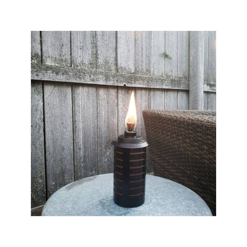 slide 6 of 8, TIKI 2pk Sea Metal Torch: Freestanding Garden Torch with Easy Install & Refillable Canister, 2 ct