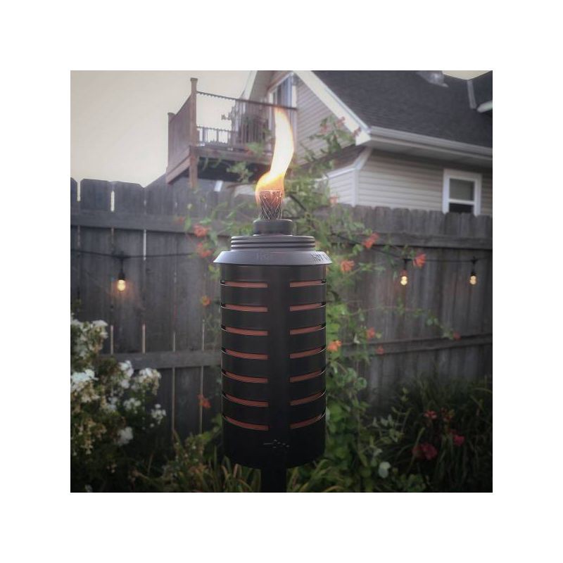 slide 7 of 8, TIKI 2pk Sea Metal Torch: Freestanding Garden Torch with Easy Install & Refillable Canister, 2 ct