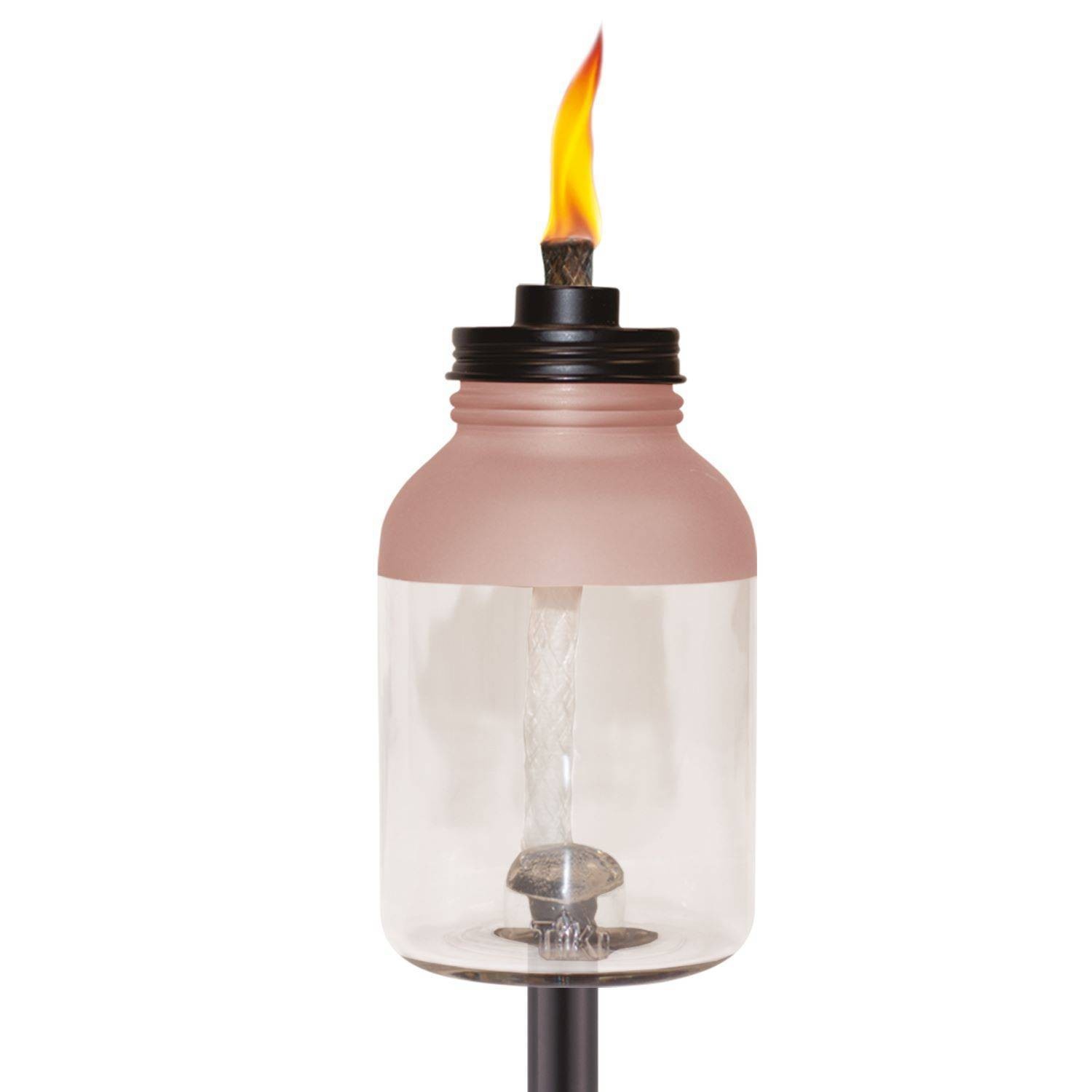 slide 1 of 5, Frosted Glass Jar StepNStall Outdoor Torch - TIKI, 1 ct