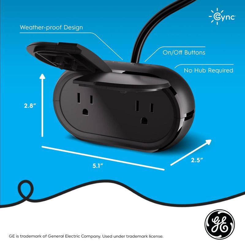 slide 6 of 12, GE Household Lighting GE CYNC Smart Outdoor Plug, 1 ct