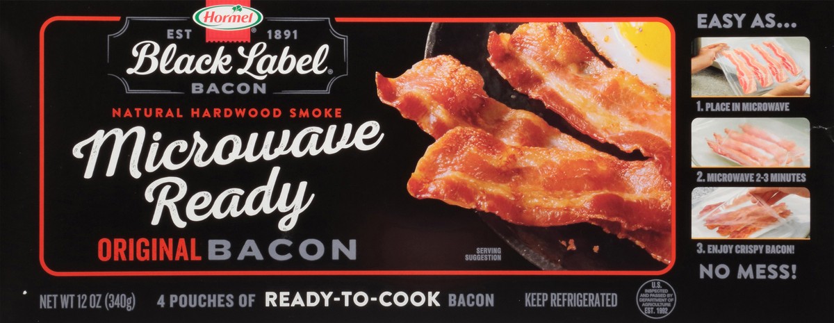 slide 1 of 14, HORMEL BLACK LABEL Microwave Ready Bacon, 12 oz, 12 oz