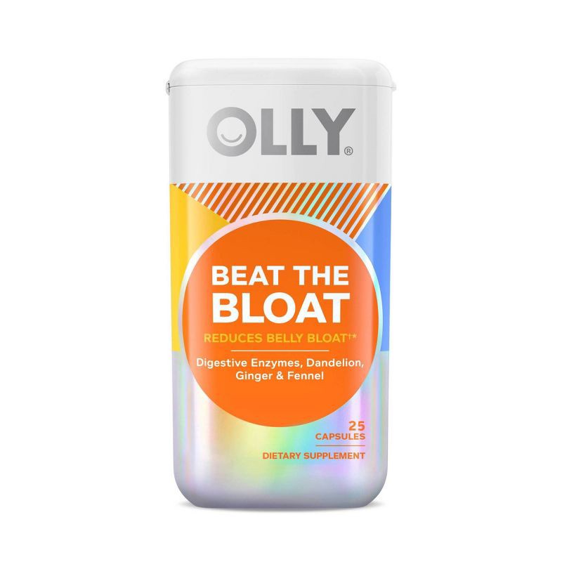 slide 1 of 6, OLLY Beat the Bloat Supplement Capsules with Digestive Enzymes, Dandelion, Ginger & Fennel - 25ct, 25 ct