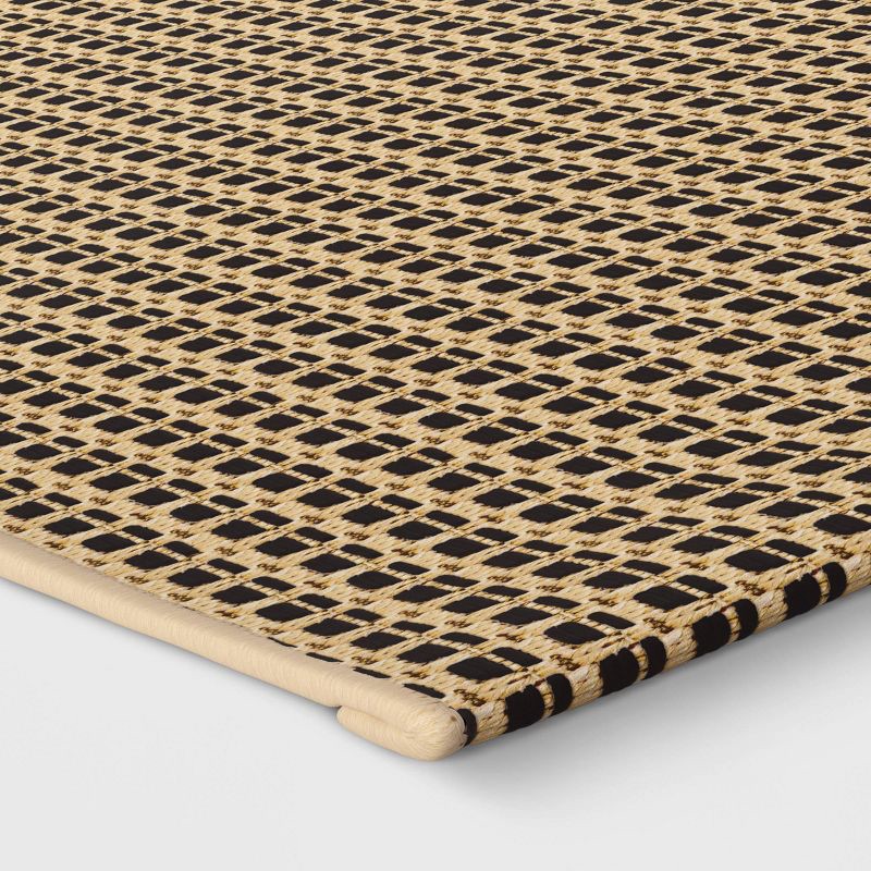 slide 3 of 3, 5'3"x7' Micro Grid Rectangular Woven Indoor Outdoor Area Rug Black/Beige - Threshold™, 1 ct