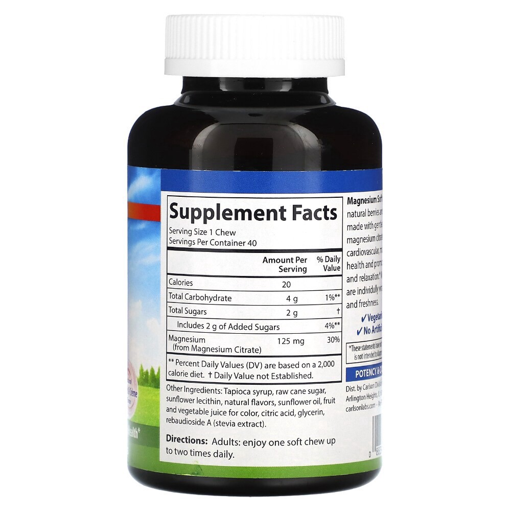 slide 2 of 2, Carlson Magnesium Chew, 40 ct