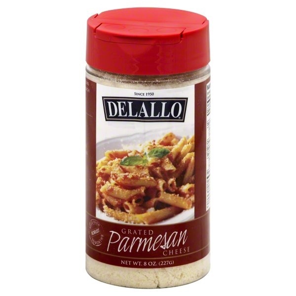 slide 1 of 1, DeLallo Grated Parmesan Cheese, 8 oz