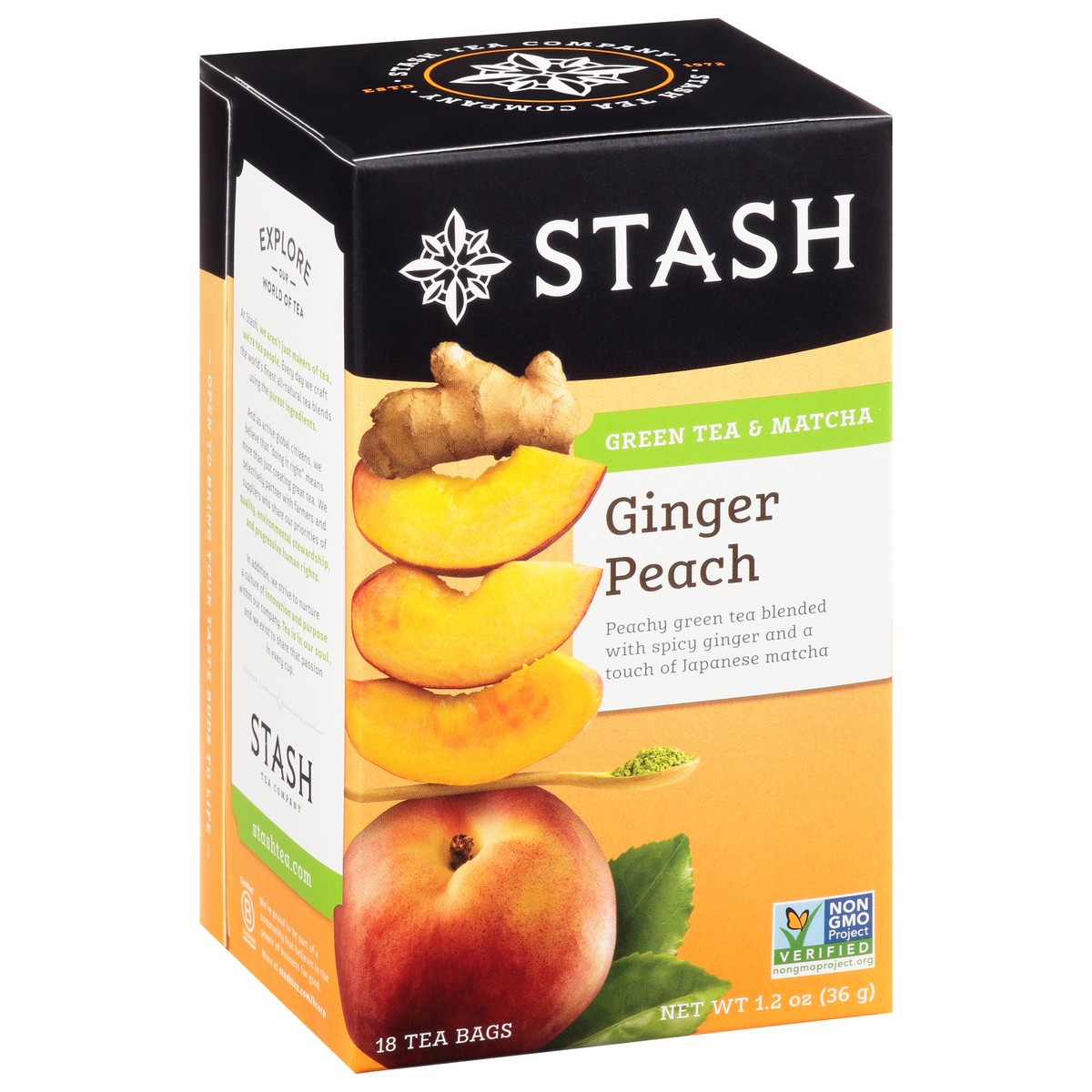 slide 5 of 13, Stash Ginger Peach Green Tea - 18 ct, 1.2 oz