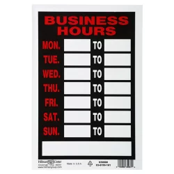 Hillman Red and Black Business Hours Sign 8" X 12