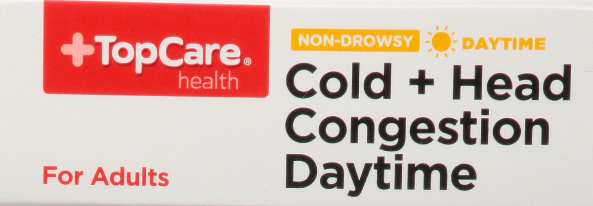 slide 5 of 10, TopCare Daytime Cold Head Congestion Caplets Cool Taste, 24 ct