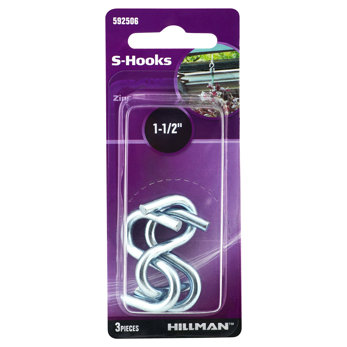 slide 1 of 1, Hillman S-Hooks, 1-1/2", 3 ct