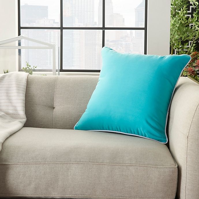 slide 5 of 5, Mina Victory Solid Indoor/Outdoor Square Throw Pillow - Turquoise, 1 ct