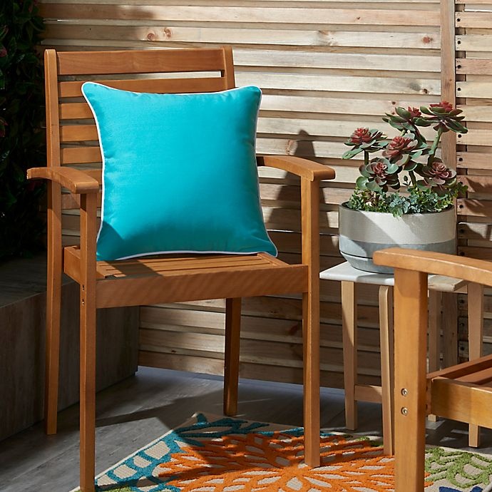 slide 2 of 5, Mina Victory Solid Indoor/Outdoor Square Throw Pillow - Turquoise, 1 ct