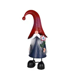 HD Designs Outdoors Fiber Optic Metal Garden Gnome - Red