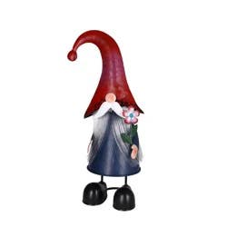 HD Designs Outdoors Fiber Optic Metal Garden Gnome - Red