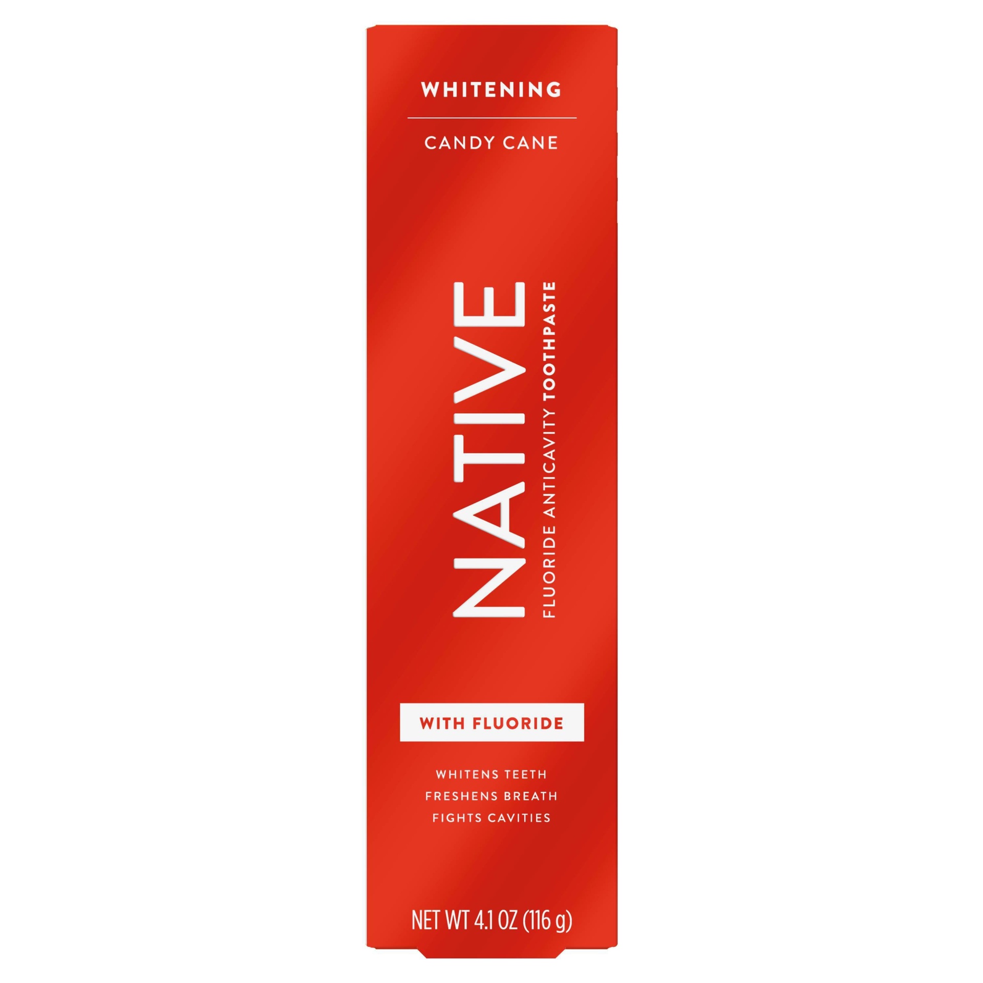 slide 1 of 4, Native Fluoride Toothpaste Candy Cane, 4.1 oz