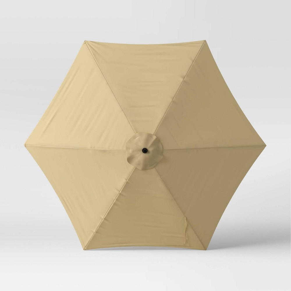 slide 4 of 6, 9' x 9' Round Patio Umbrella with Crank Lift - Tan - Room Essentials, 1 ct