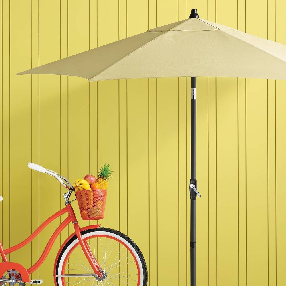 slide 5 of 6, 9' x 9' Round Patio Umbrella with Crank Lift - Tan - Room Essentials, 1 ct