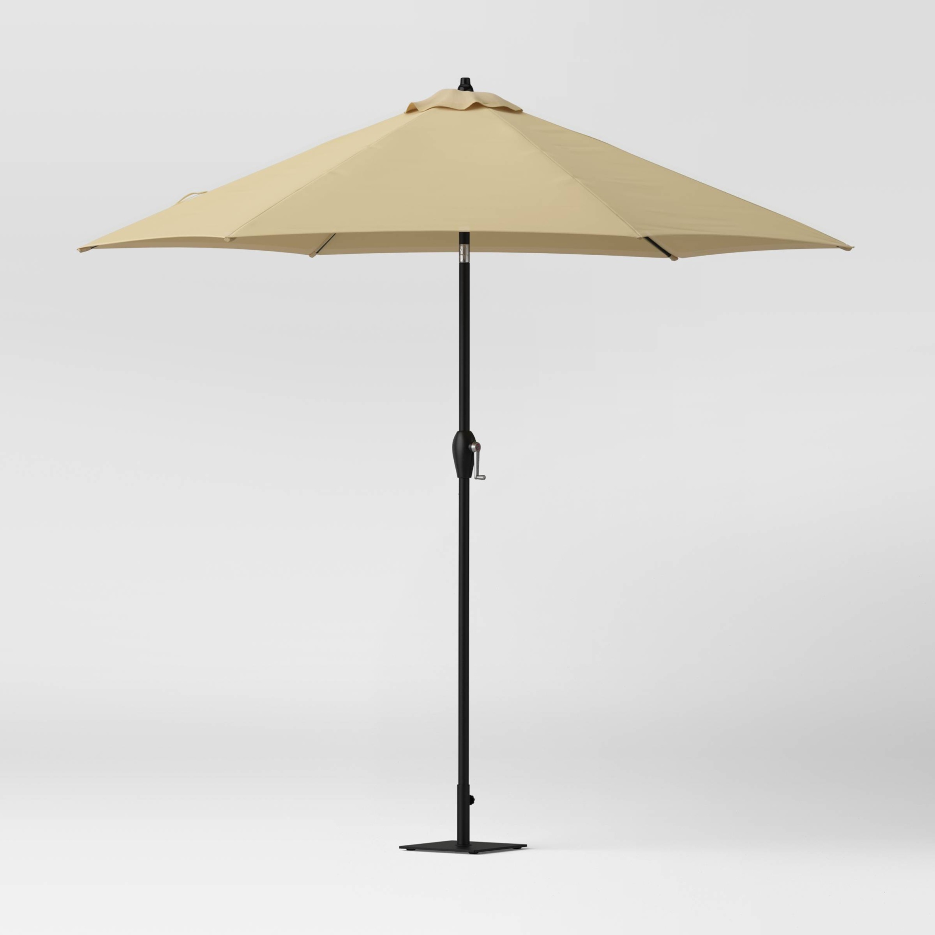 slide 1 of 6, 9' x 9' Round Patio Umbrella with Crank Lift - Tan - Room Essentials, 1 ct