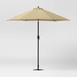 9' x 9' Round Patio Umbrella with Crank Lift - Tan - Room Essentials