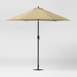 9' x 9' Round Patio Umbrella with Crank Lift - Tan - Room Essentials