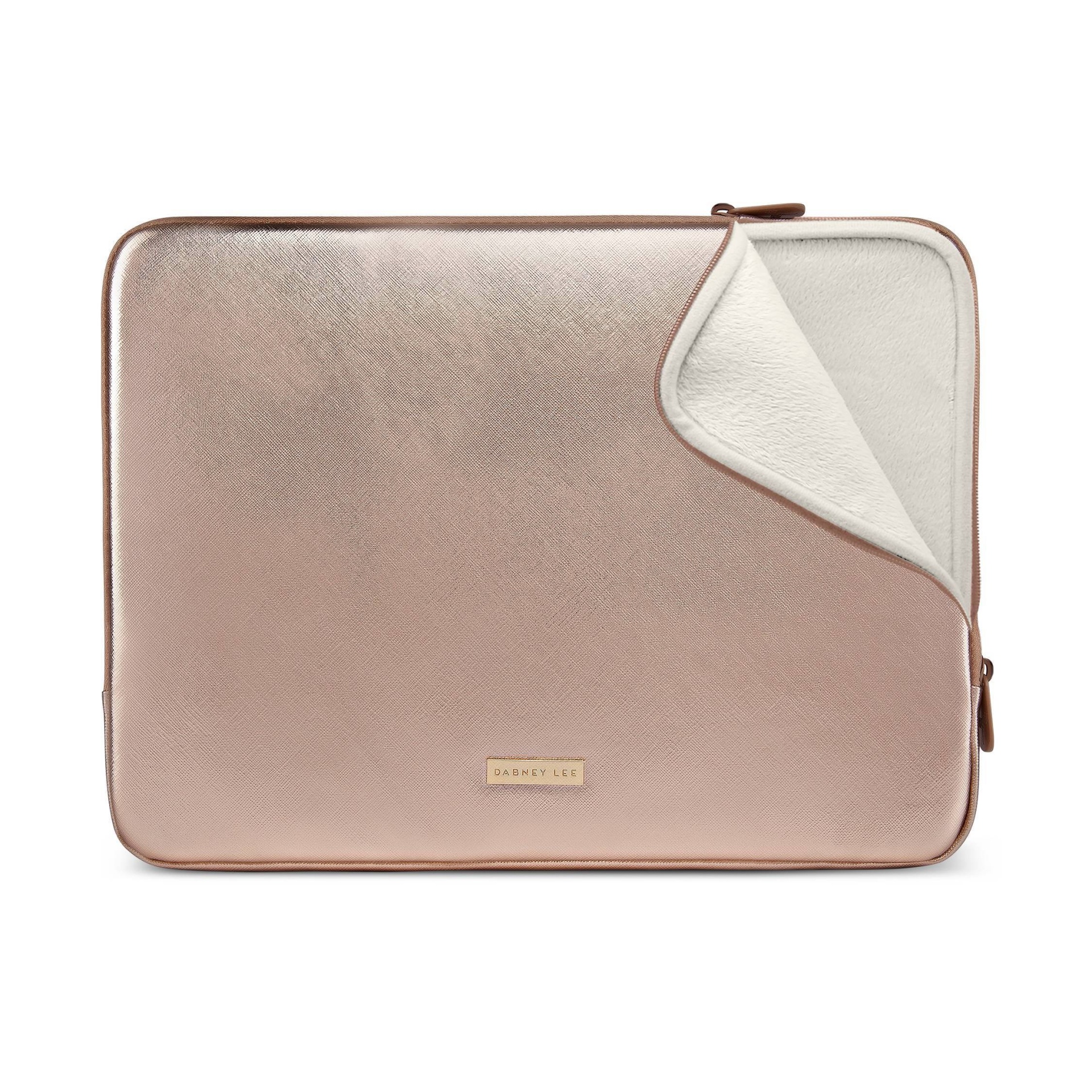 slide 1 of 4, Dabney Lee 14" Laptop Sleeve - Crosshatch Champagne/Ivory, 1 ct