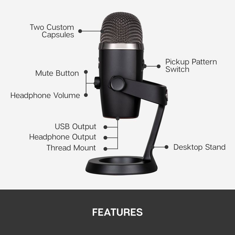 slide 5 of 10, Blue Microphones Blue Yeti Nano Premium USB Microphone - Black, 1 ct