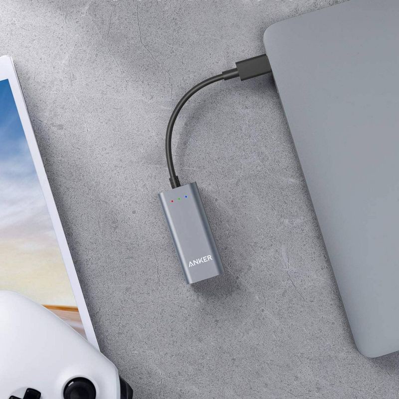 slide 4 of 7, Anker USB C to Ethernet Adapter, Portable 1-Gigabit Network Hub, 1 ct