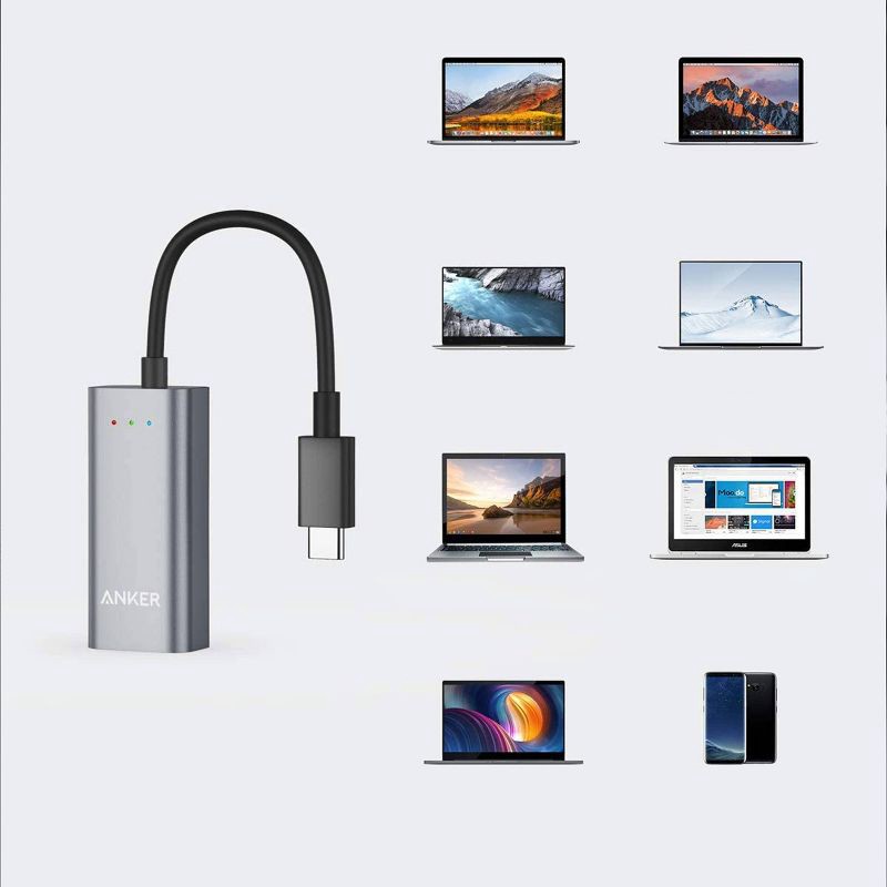 slide 7 of 7, Anker USB C to Ethernet Adapter, Portable 1-Gigabit Network Hub, 1 ct