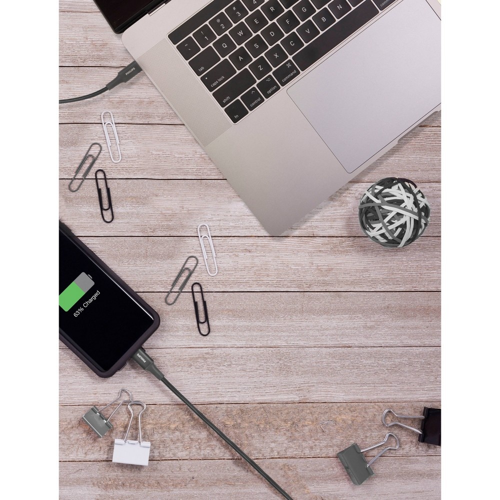 slide 4 of 6, Philips Elite USB-C to USB-C Cable, 6', Braided, 1 ct