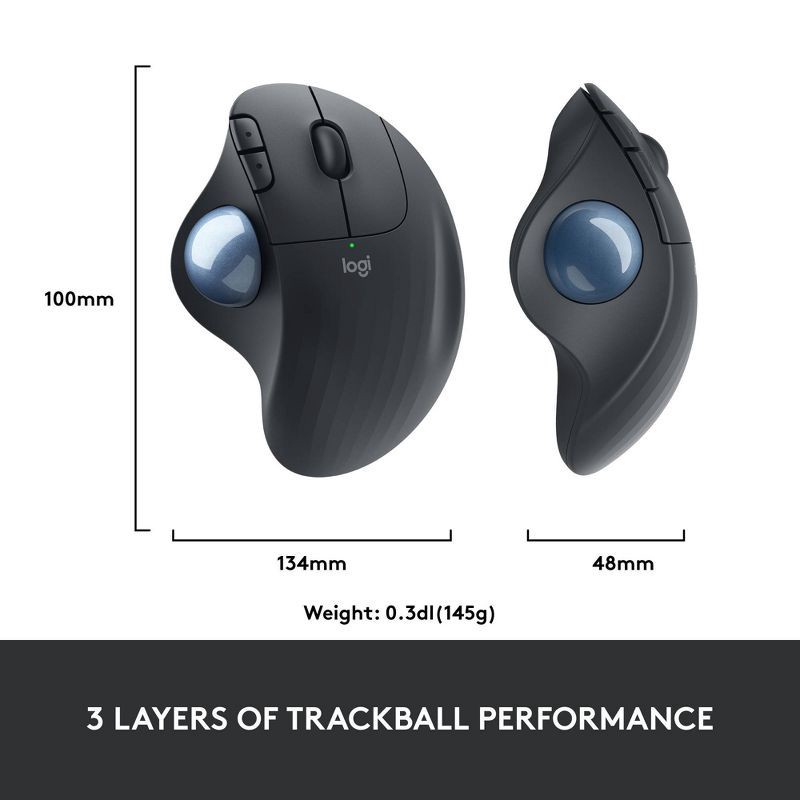 slide 10 of 10, Logitech M575 Wireless Trackball Mouse: USB-A, Bluetooth & Radio Frequency Connection, 1 ct