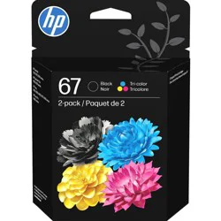 HP Inc. HP 67 Tri-color/Black Ink Combo Pack: Standard Yield, 4 Colors, Printer Ink Cartridges, 2 Count