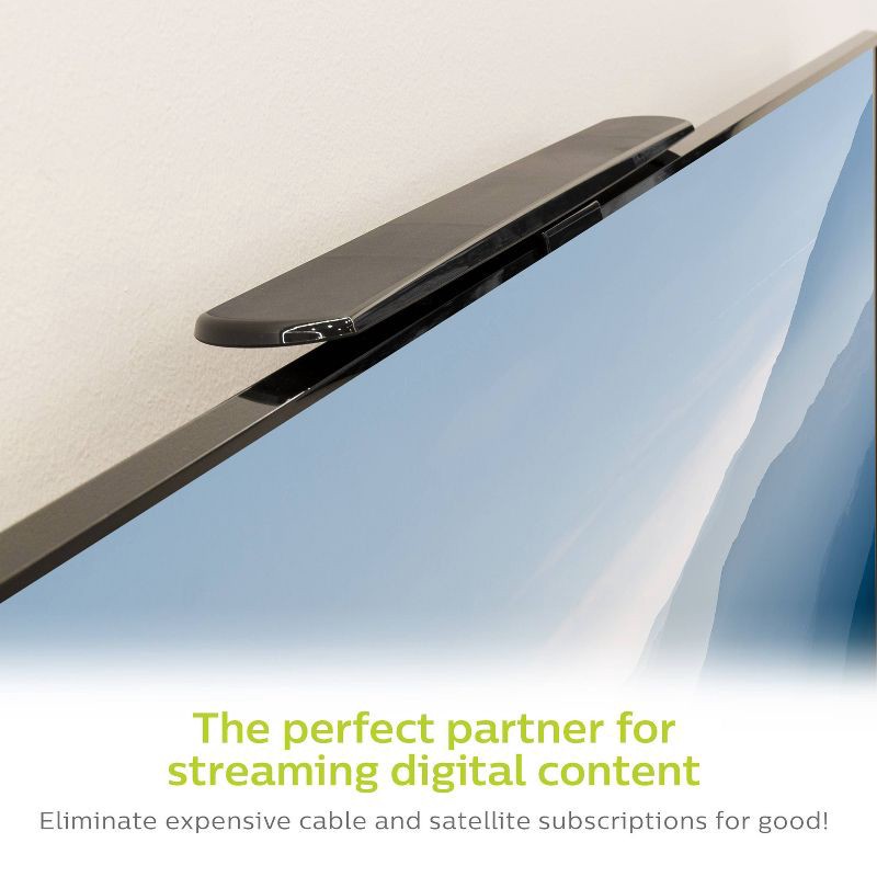 slide 3 of 7, Philips Hover HD Amplifed Indoor TV Antenna, Mount to TV - Black: Signal Type Analog, 50 Mile Range, 1 ct