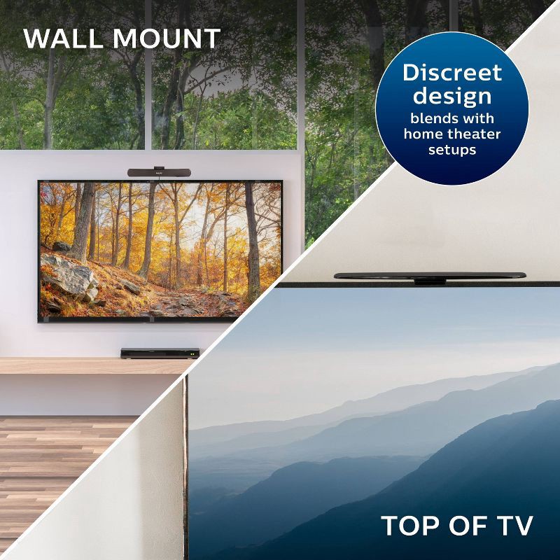 slide 4 of 7, Philips Hover HD Amplifed Indoor TV Antenna, Mount to TV - Black: Signal Type Analog, 50 Mile Range, 1 ct