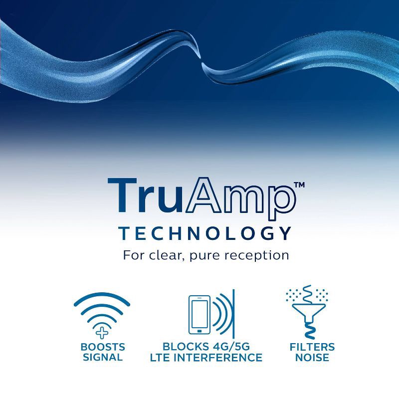 slide 5 of 7, Philips Hover HD Amplifed Indoor TV Antenna, Mount to TV - Black: Signal Type Analog, 50 Mile Range, 1 ct