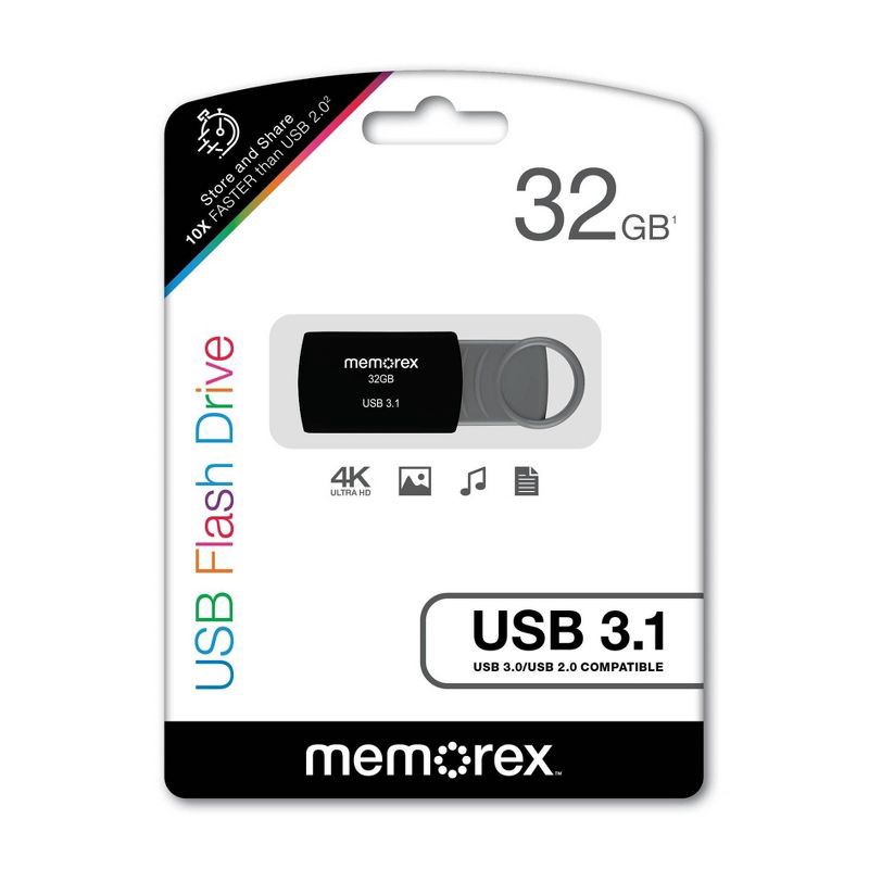 slide 6 of 6, Memorex 32GB USB 3.1 Flash Drive - Black, 1 ct