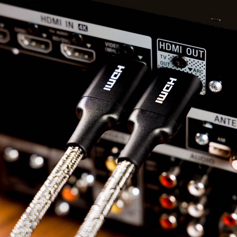 slide 5 of 7, Philips 10' Elite Premium High-Speed HDMI Cable with Ethernet, 4K@60Hz - Braided: Male-to-Male AV Cord, 1 ct