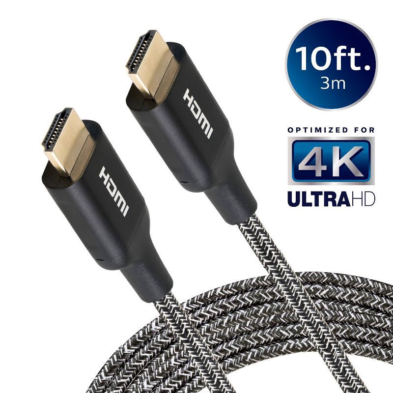 slide 1 of 7, Philips 10' Elite Premium High-Speed HDMI Cable with Ethernet, 4K@60Hz - Braided, 1 ct