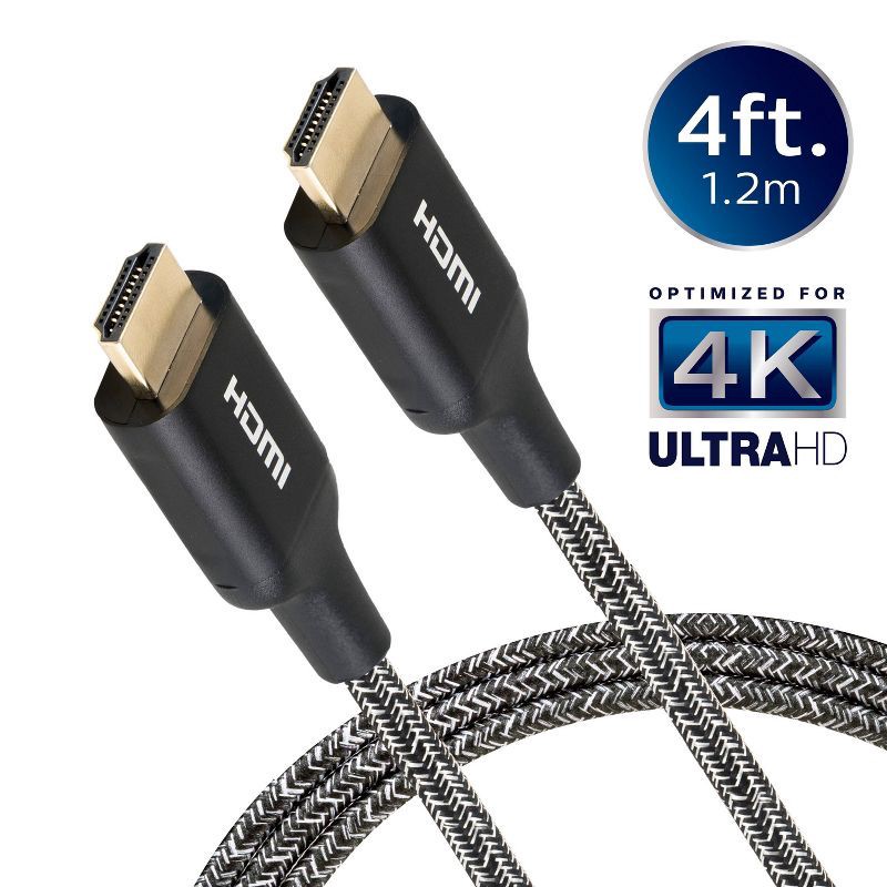 slide 1 of 7, Philips 4' Elite Premium High-Speed HDMI Cable with Ethernet, 4K@60Hz - Braided, 1 ct